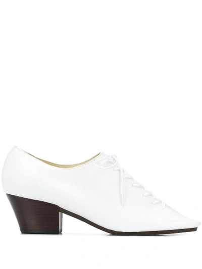 Shop Lemaire Square Toe Pumps In White