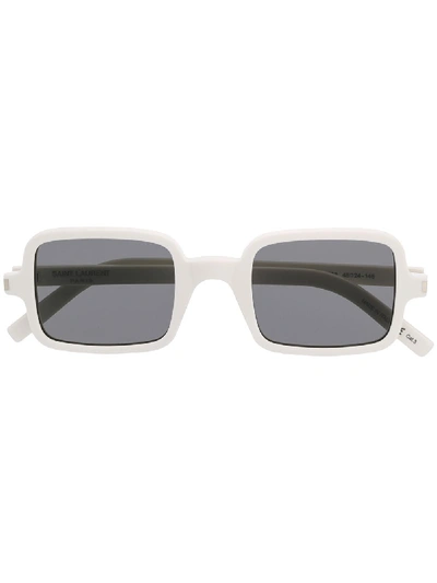 Shop Saint Laurent Sl 332 Rectangular-frame Sunglasses In White