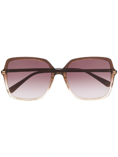 Shop Gucci Oversized Square Sunglasses In 棕色