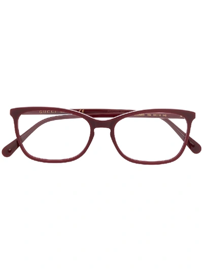 Shop Gucci Square Frames Glasses In 红色