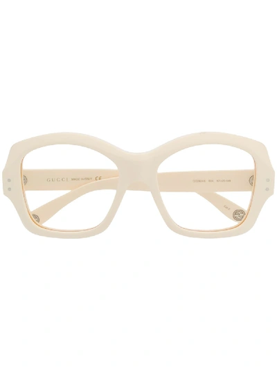 Shop Gucci Oversized Frames Glasses In Neutrals