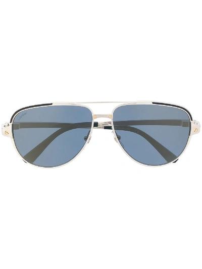 Shop Cartier Aviator Sunglasses In Silver