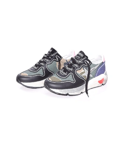 Shop Golden Goose Running Sole Sneakers In Camouflage/baby Pink In Multi