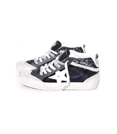 Shop Golden Goose Mid Star Sneakers In Black Velvet/silver Glitter