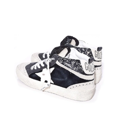 Shop Golden Goose Mid Star Sneakers In Black Velvet/silver Glitter