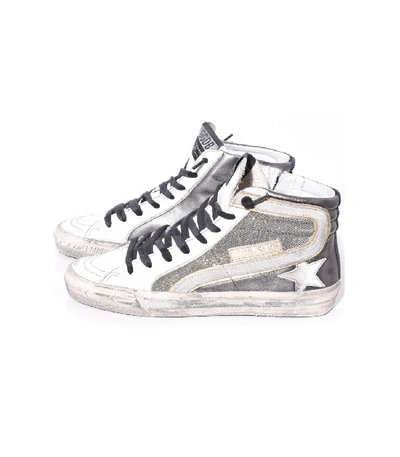 Shop Golden Goose Slide Sneakers In Gunmetal/shimmer/white Star In Grey