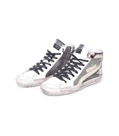 Shop Golden Goose Slide Sneakers In Gunmetal/shimmer/white Star In Grey
