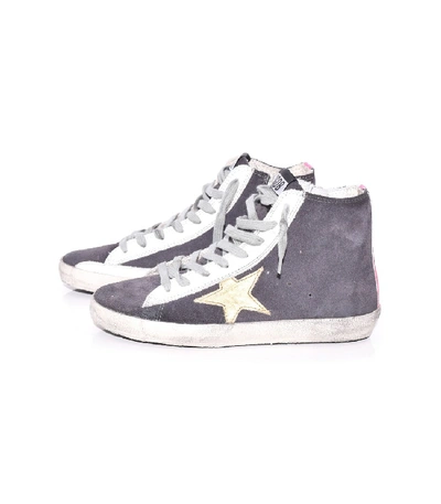Shop Golden Goose Francy Sneakers In Asphalt Suede/fuchsia/gold Star In Grey