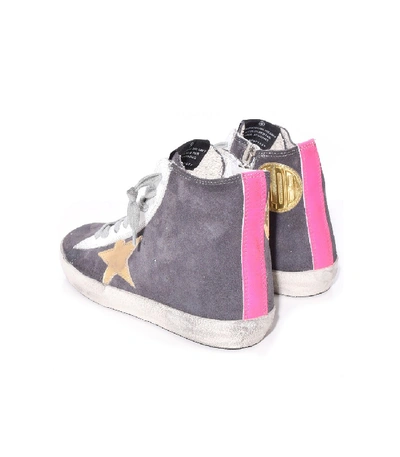 Shop Golden Goose Francy Sneakers In Asphalt Suede/fuchsia/gold Star In Grey