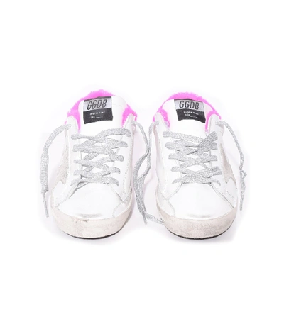 Shop Golden Goose Superstar Sneakers In White Leather/fuxia Shearling In Multi