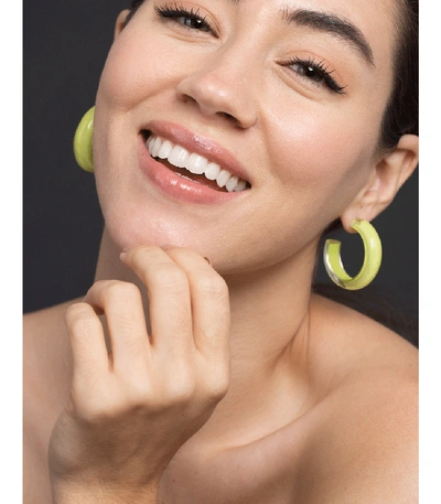 Shop Alison Lou Small Lime Loucite Jelly Hoops In Ylwgold