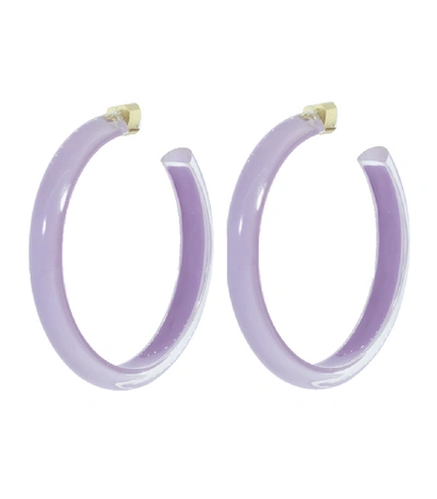 Shop Alison Lou Medium Lavender Loucite Jelly Hoops In Ylwgold