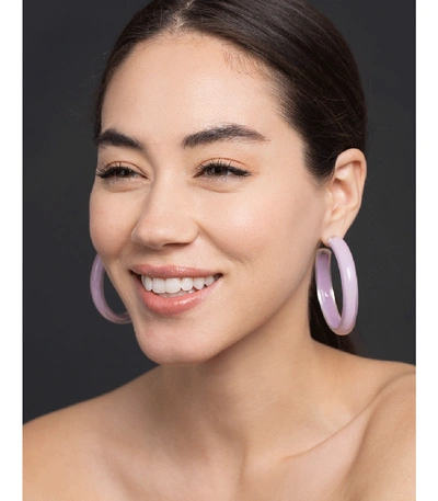 Shop Alison Lou Medium Lavender Loucite Jelly Hoops In Ylwgold