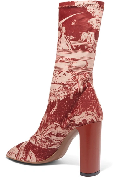 Shop Neous + Timba Smits Laeila Printed Stretch-jersey Sock Boots In Burgundy