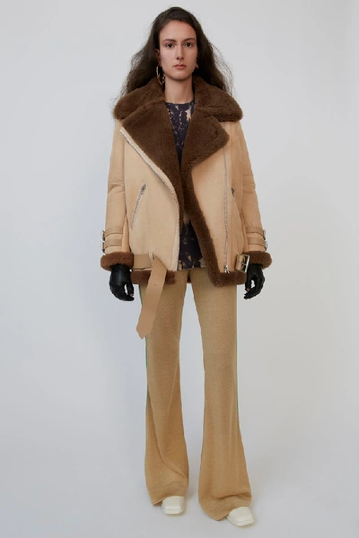 Shop Acne Studios Velocite Suede Sand/hazelnut In Shearling Jacket