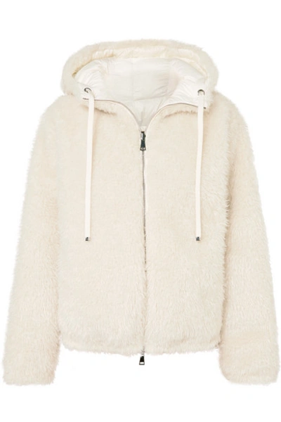 Shop Moncler Reversible Hooded Faux Shearling Quilted Down Jacket In White