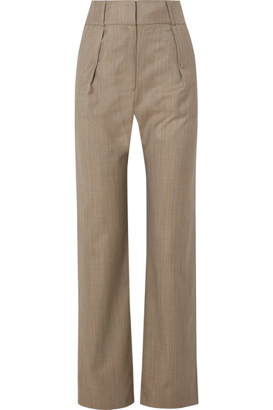 Materiel Pleated Pinstriped Wool-blend Straight-leg Pants In Gray ...