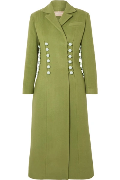 Shop Materiel Button-detailed Wool-blend Coat In Green