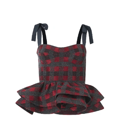 Shop Silvia Tcherassi Dakia Top In Red/grey Check In Multi