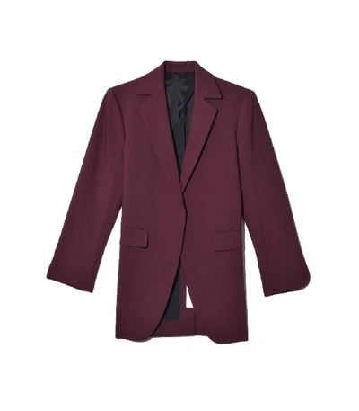 Shop Deveaux Elongated Jacket In Burgundy Bonded Wool