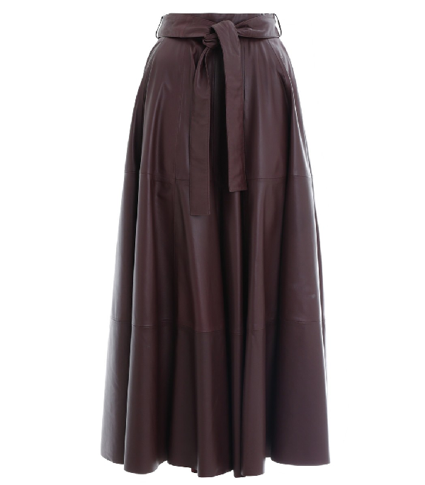 Zimmermann Resistance Leather Skirt In Mahogany In Brown | ModeSens