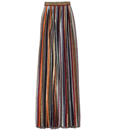 Shop Missoni Long Skirt In Gold Multi Stripe