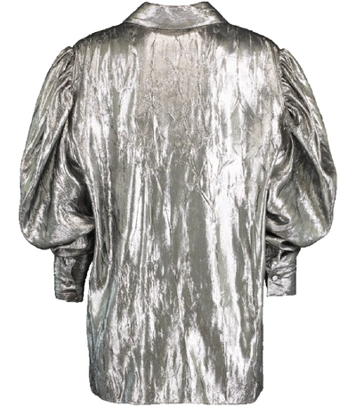 Shop Michael Kors Puff Sleeve Shirt In Silver