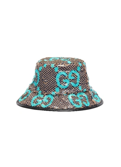 Shop Gucci 'fedora Check' Sequin Logo Bucket Hat