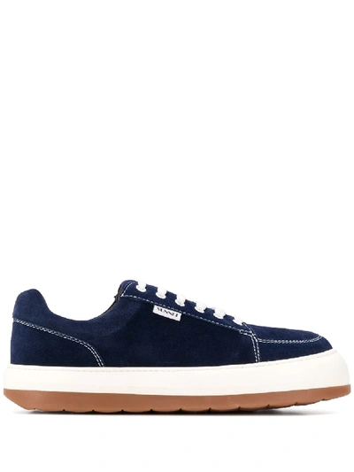 Shop Sunnei Low-top Suede Sneakers In Blue