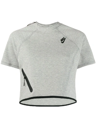 Shop Nike Tech Fleece Cropped Top In Grey