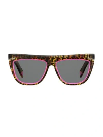 Shop Fendi Women's Ff 55mm Square Logo & Neon Sunglasses In Pink