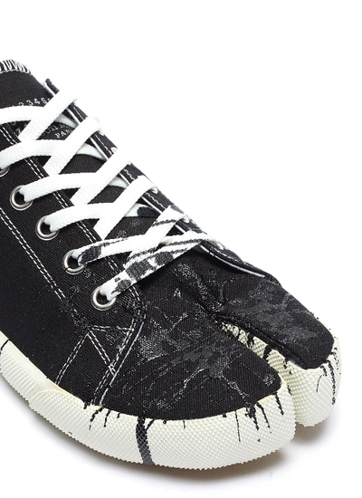 Shop Maison Margiela 'tabi' Paint Splatter Canvas Sneakers In Black