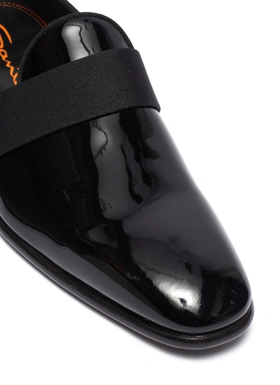 Shop Santoni 'moore' Grosgrain Band Patent Leather Loafers In Black