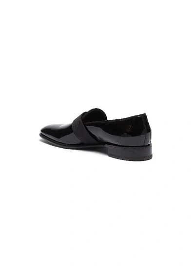 Shop Santoni 'moore' Grosgrain Band Patent Leather Loafers In Black