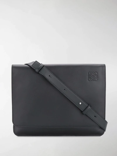 Shop Loewe Gusset Messenger Bag In Black