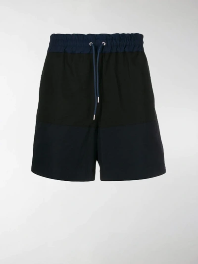 Shop Sacai Contrast Drawstring Shorts In Black