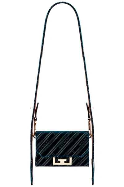 Shop Givenchy Nano Eden Lasered Velvet Bag In Oil Blue