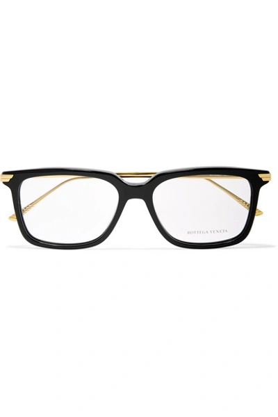 Shop Bottega Veneta Light Ribbon Square-frame Acetate And Gold-tone Optical Glasses In Black