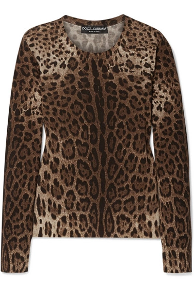 Shop Dolce & Gabbana Leopard-print Wool Sweater In Leopard Print