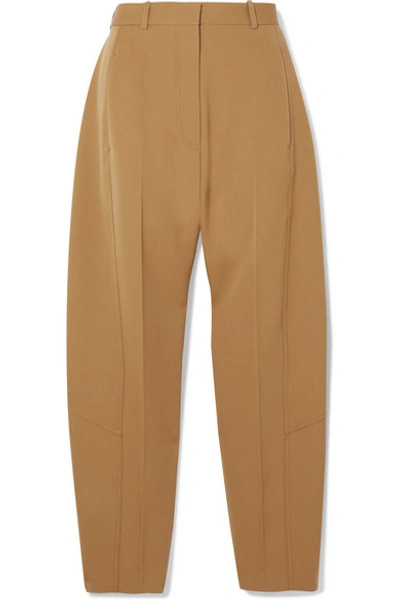Shop Victoria Beckham Wool-twill Tapered Pants In Tan