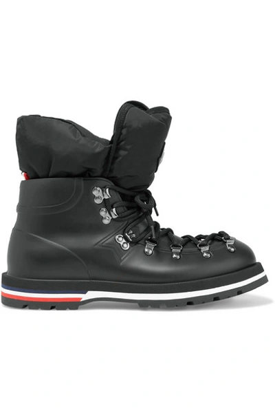 Shop Moncler Inaya Shell-trimmed Rubber Ankle Boots In Black
