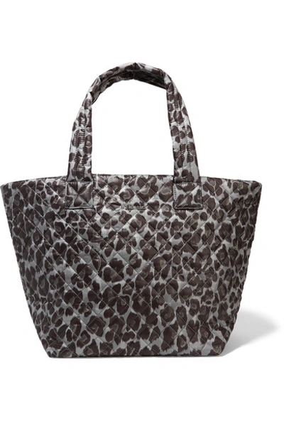 Shop Mz Wallace Metro Medium Leopard-print Quilted Ripstop Tote In Black