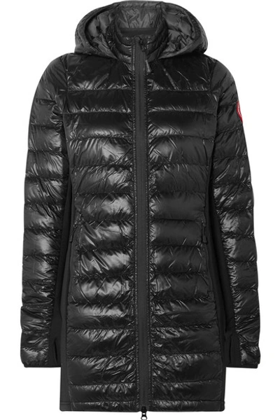 Shop Canada Goose Hybridge Hooded Stretch-jersey And Quilted Shell Down Coat In Black