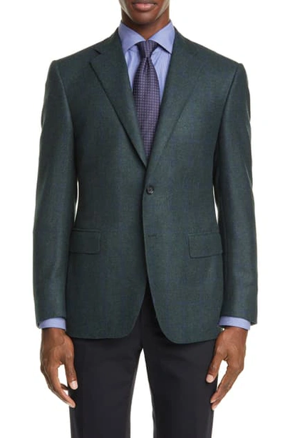 Shop Canali Sienna Soft Classic Fit Grid Cashmere Blend Sport Coat In Green