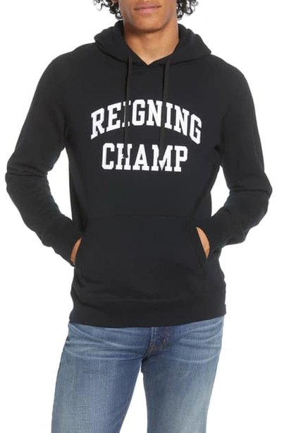Shop Reigning Champ Varsity French Terry Hooded Sweatshirt In Black