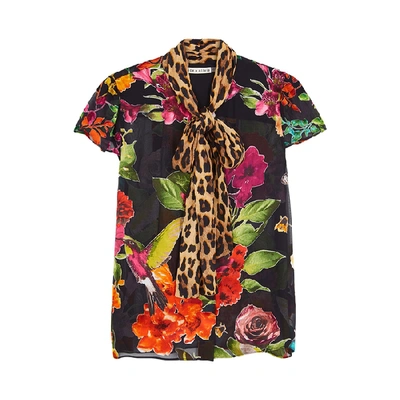 Shop Alice And Olivia Jeannie Floral-devoré Chiffon Blouse