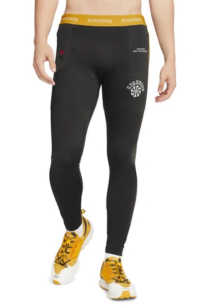 Shop Nike X Undercover Gyakusou Dri-fit Helix Tights In Deep Pewter/ Mineral Yellow