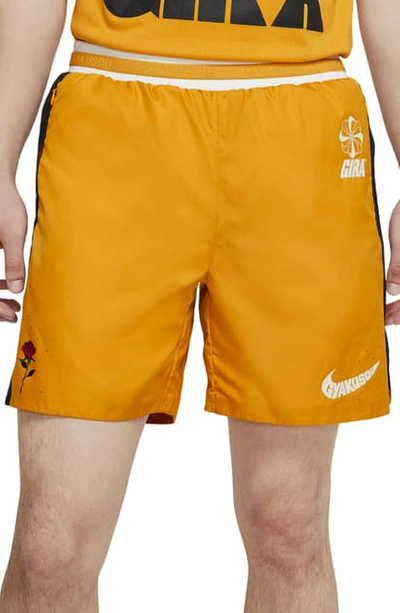Shop Nike X Undercover Gyakusou Shorts In Mineral Yellow/ Deep Pewter