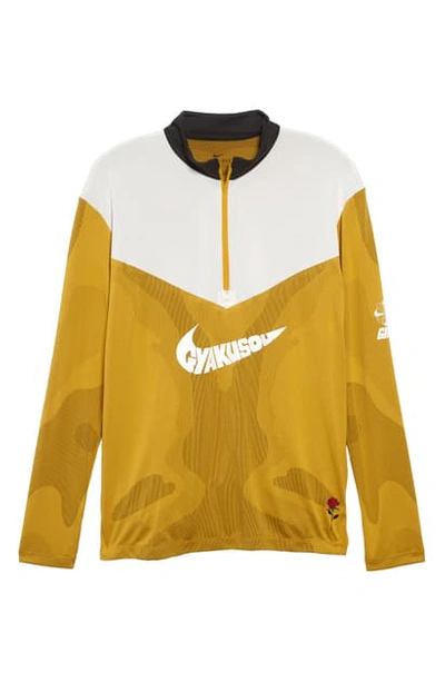 Shop Nike X Gyakusou Dri-fit Half Zip Performance Pullover In Mineral Yellow/ Deep Pewter