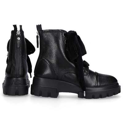 Shop Agl Attilio Giusti Leombruni Lace Up Ankle Boots D756523 Calfskin Black